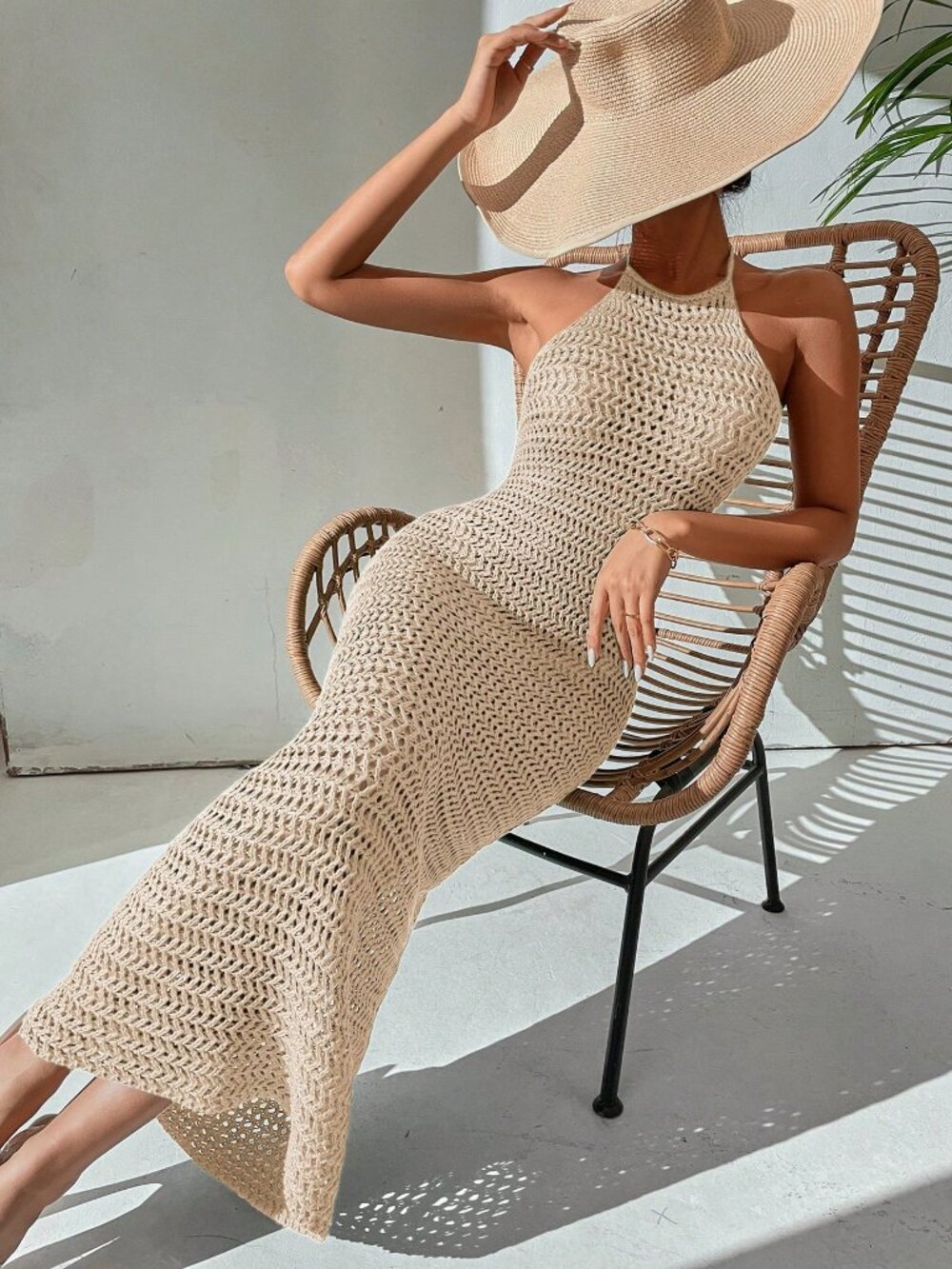 NWT Knit Halter Beach Maxi Dress